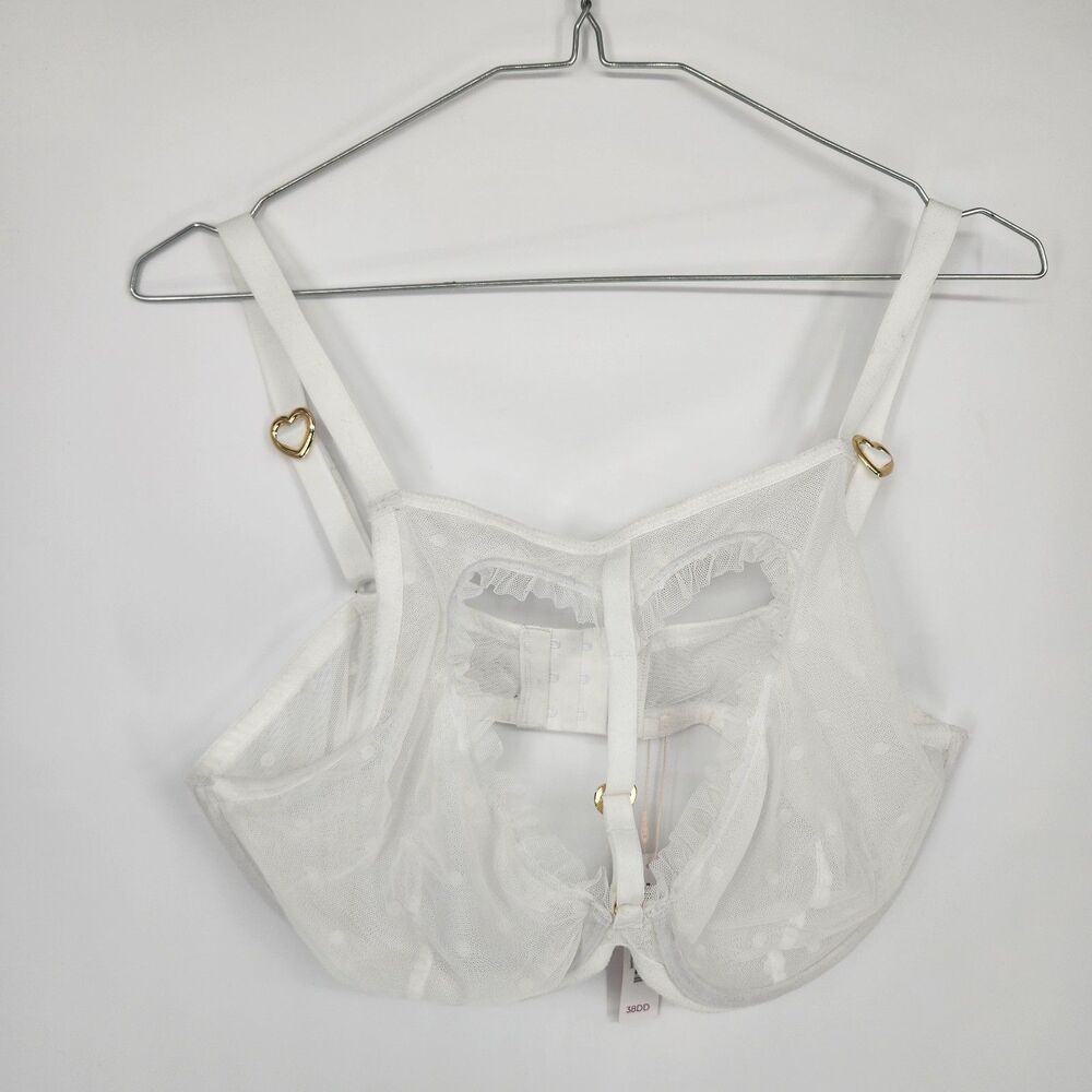 Adore Me‎ 38DD White Kalila Unlined Plunge Bra NWT